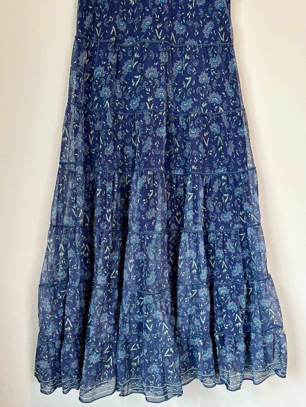 Max Studio Navy Blue Floral Paisley Maxi Dress - Size: Small - Picture 5 of 7